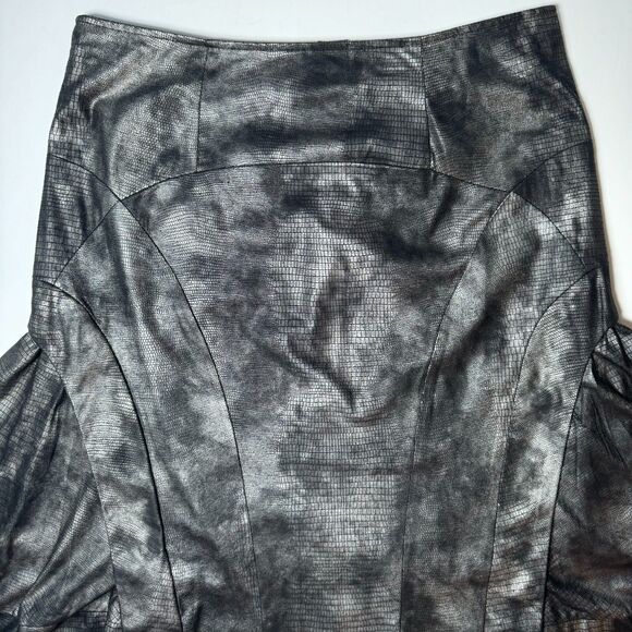 Pile Ou Face Paris Skirt Size 3 Gray Black Reptile Print Flared A Line Textured - Picture 2 of 14